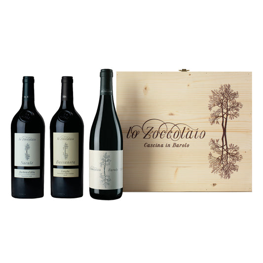 Langhe DOC “Baccanera” 2021 + Barbera d'Alba DOC "Suculé" 2021 + Barolo DOCG "Lo Zoccolaio" 2020 - Lo Zoccolaio - Lo Zoccolaio (cassettta di legno 3 bottiglie)